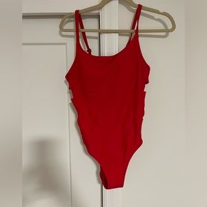 Red one piece bathing suit